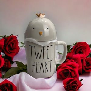 Rae Dunn Cup Tweet Heart Topper Lid White Ceramic Mug 11oz Magenta New 2021
